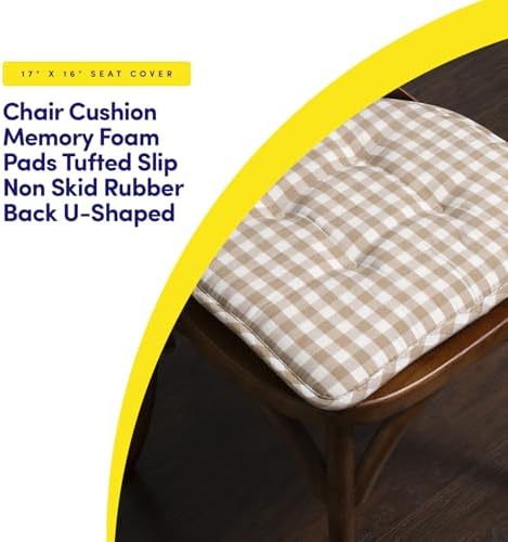 Sweet Home Collection Chair Cushion Memory Foam Pads Tufted Slip Non Skid - Image 3