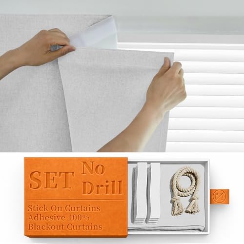 100% Blackout French Door Curtains, Room Darkening Shades Small Window Curtain by Sovtfides