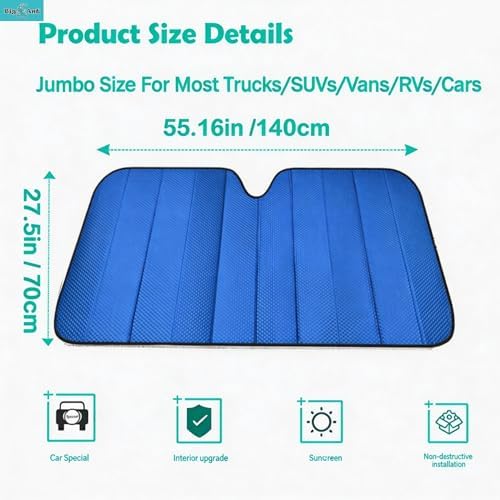 Windshield Sunshade Car Foldable UV Ray Reflector Auto Front Window Sun Shade - Image 3