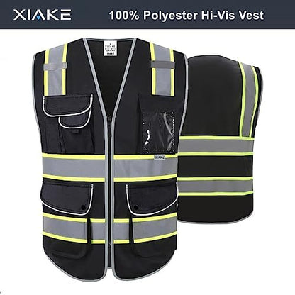 XIAKE 9 Pockets Class 2 High Visibility Reflective Safety Vest - Image 2