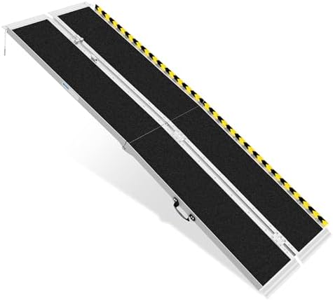 8FT Portable Wheelchair Ramp, Non-Slip Aluminum Folding Handicap Ramp, 600 LBS by THDUGG