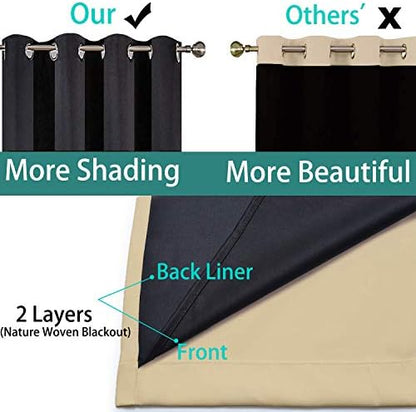 Yakamok Beige 100% Blackout Curtains 96 Inches Long - Image 5