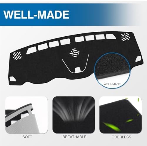 KUST Black Dash Cover for Jeep Cherokee Latitude 2014-2023 Polyester Dashboard - Image 4