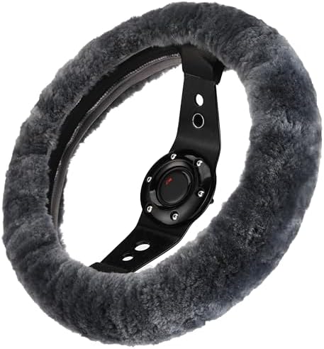 Andalus Brands Luxury Fluffy Car Steering Wheel Covers – Genuine Merino by AndalusBrand