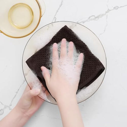 Homaxy 100% Cotton Waffle Weave Kitchen Dish Cloths 24-Pack, Dark Brown - Image 4