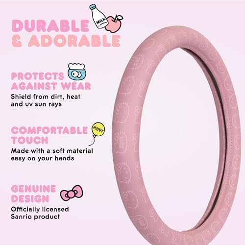 Sanrio Hello Kitty Pink Car Steering Wheel Cover, Universal Fit Cute Car - Image 2