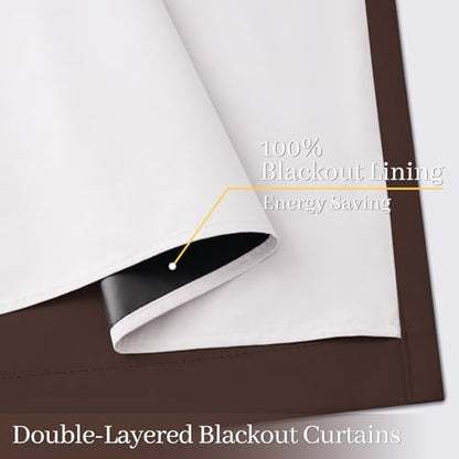 Yakamok Brown 100% Blackout Curtain Panels 63 inches, 2 Panels - Image 4