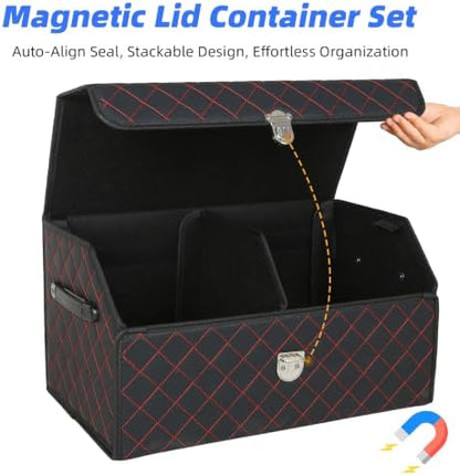 Car Trunk Organizer with Sturdy Faux Leather Lid - Image 3
