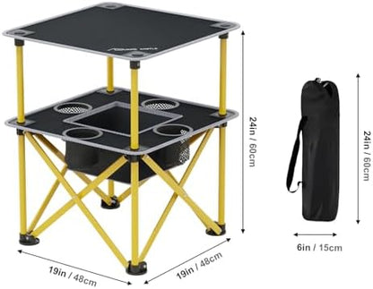 Folding Camping Table with 4 Cup Holders, Lightweight Portable Beach Outdoor - Image 2