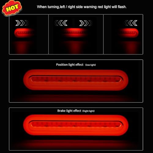 Red Color Oval Cargo Carrier Stop Turn Signals Tail Light Light Kit - Image 7