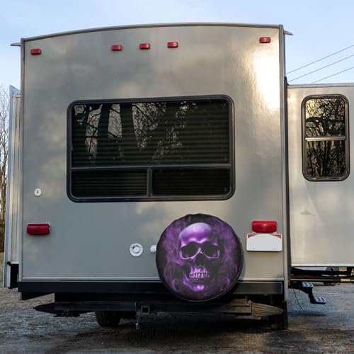 Purple Skull Printed Spare Tire Cover Dust-Proof Wheel Tire Cover Fit Trailer - Image 6