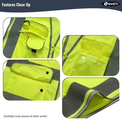JKSafety 20 Pack Safety Vest for Men Women Reflective JK156 Yellow M - Image 2