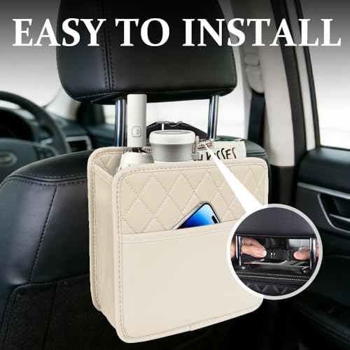 Car Seat Back Organizer, Leather Backseat Hanging Storage Bag, Car Large - Image 4