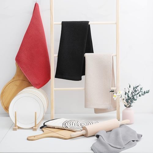 Homaxy 100% Cotton Waffle Weave Kitchen Dish Towels 6-Pack, Brick Red - Image 6