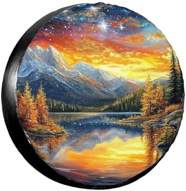 Mountains Starry Sunset Spare Tire Cover by TZBVTAU