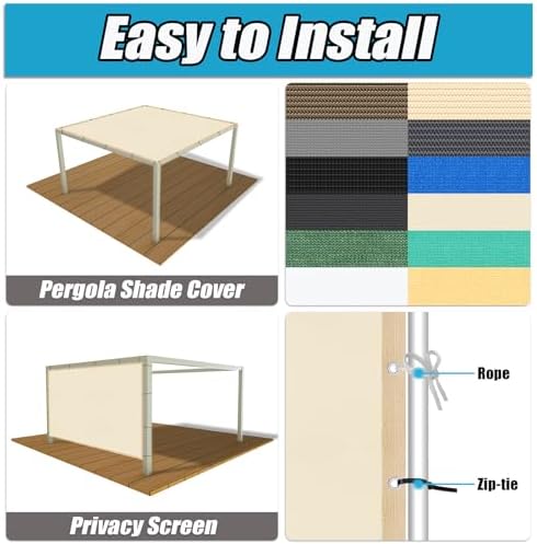 Amagenix 90% Pergola Shade Cover 7' X 13' Sun Shade Cloth - Image 4