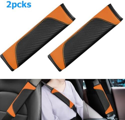 AUCELI 2PCS Carbon Fiber Car Seat Belt Cover, Breathable Leather - Image 5