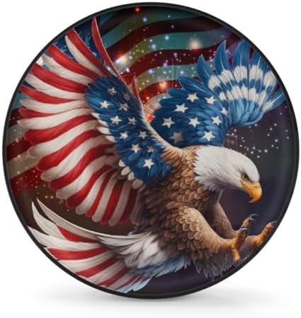 Spare Tire Cover for RV Trailer, American Flag Eagle Waterproof Sun Leather by cfpolar