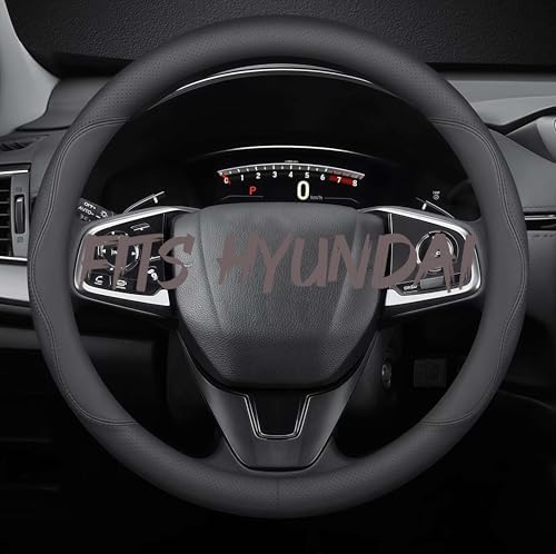 Leather Car Steering Wheel Cover, Breathable Laser-Perforated, Pure Black by TRROCC