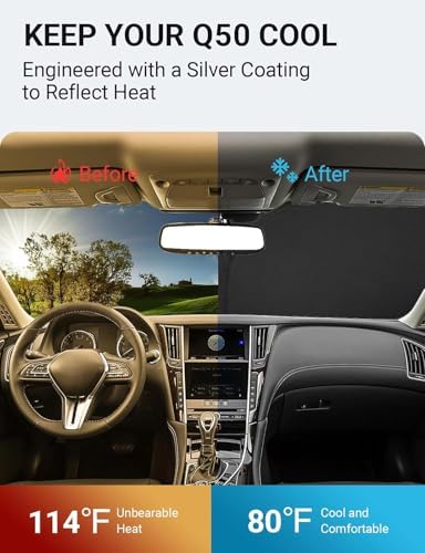Proadsy Custom Fit 2014-2024 Infiniti Q50 Windshield Sun Shade, Blocks Heat - Image 3
