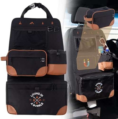 Living in a Bubble Seat back Organizer – Magnetic Toiletry and Cooler Pouch by LivinginaBubble