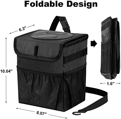 Car Trash Can Pack of 2 Foldable Garbage Bin Leakproof 2.3 Gallons Car Trash - Image 2