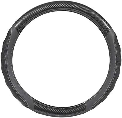 Motor Trend UltraSport Gray Carbon Fiber Steering Wheel Cover, Standard 15 inch - Image 2