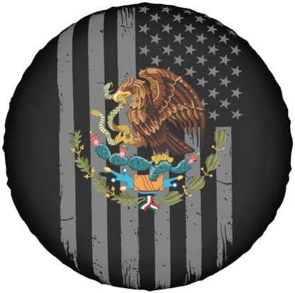 USA Mexico Flag Spare Tire Cover, Universal Waterproof & Dustproof Wheel - Image 2
