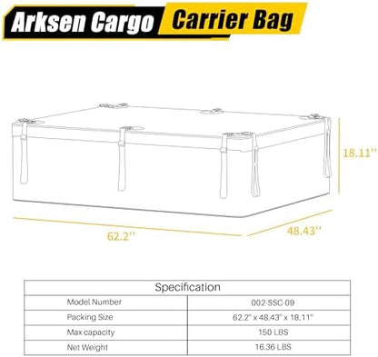 ARKSEN Rooftop Cargo Carrier Bag Extra-Wide 31.5 Cubic Feet Waterproof Heavy - Image 7