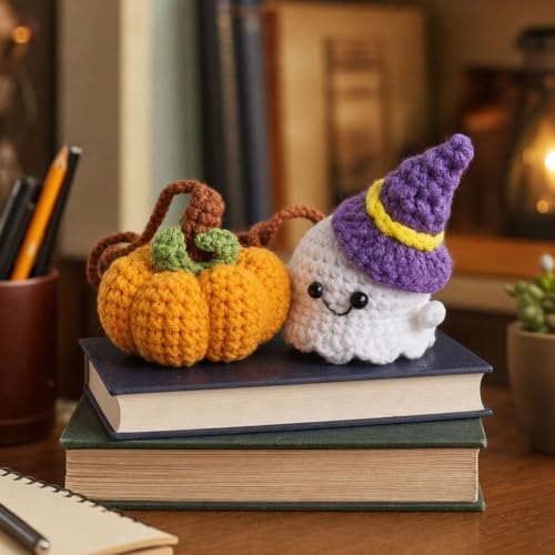 Halloween Crochet Pumpkin Ghost Car Mirror Pendant Charm - Image 7