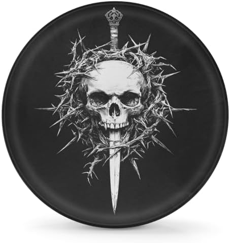 White Skull Art Spare Tire Cover Dust-Proof Wheel Protector by Unknown