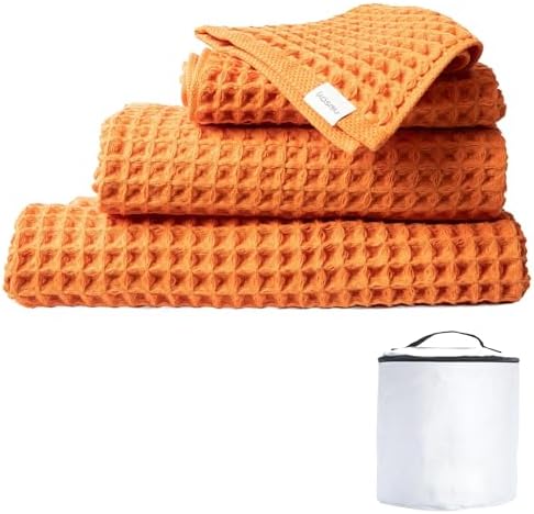 Luxury Organic Japanese Cotton Waffle Bath Towel | Thick, Quick Dry Bathroom by KOSMU
