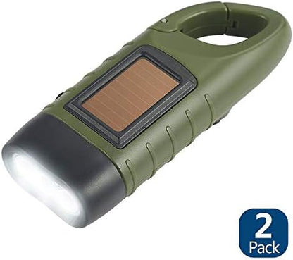 Simpeak 2-Pack Hand Crank Solar Powered Flashlight, Emergency Rechargeable LED - Image 2