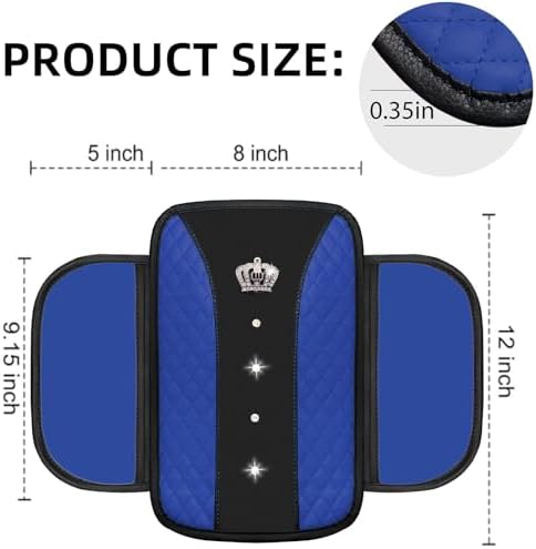 NBTEPEM 6 PCS Bling Blue Car Accessories Set, Leather Blue Steering Wheel - Image 5