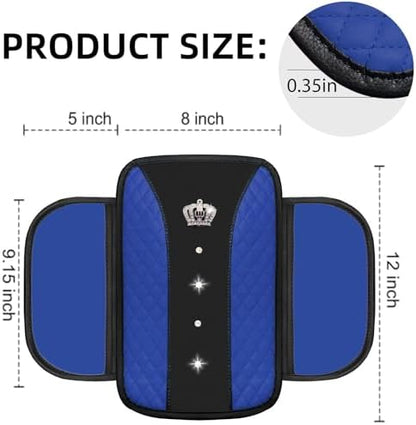 NBTEPEM 6 PCS Bling Blue Car Accessories Set, Leather Blue Steering Wheel - Image 5