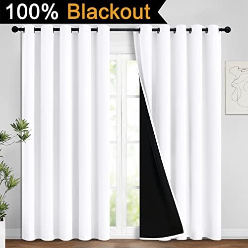 Yakamok Pure White 100% Blackout Curtains 96 Inches Long 62" Wide 2 Panel - Image 2