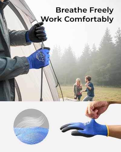 OKIAAS PU Coated Work Gloves Men, Ultra Grip & Lightweight, 12 Pairs Bulk - Image 4