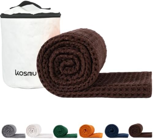 Luxury Organic Japanese Cotton Waffle Bath Towel | Thick, Quick Dry Bathroom by KOSMU