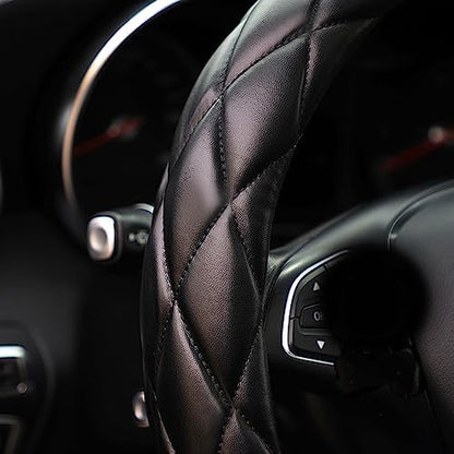 YHONGJT Soft Microfiber Leather Steering Wheel Cover, Universal 15 Inch - Image 4