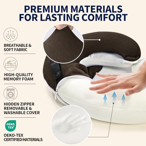 BUYUE Travel Neck Pillows for Airplanes, Memory Foam 360° Head Support Sleep - Image 4