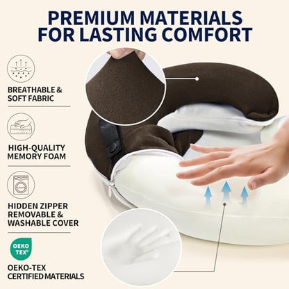 BUYUE Travel Neck Pillows for Airplanes, Memory Foam 360° Head Support Sleep - Image 4