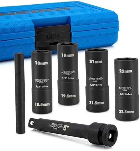 NEIKO 02290B Lug Nut Socket Set, 1/2” Impact Thin Wall Flip Socket Set by NeikoTools