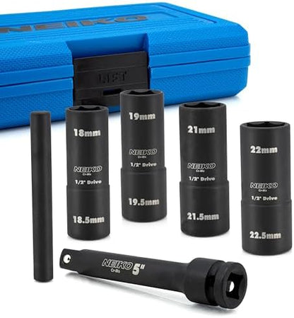 NEIKO 02290B Lug Nut Socket Set, 1/2” Impact Thin Wall Flip Socket Set by NeikoTools