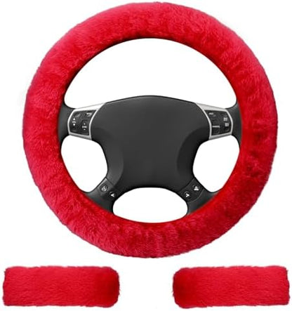 BFXM 3 PCS Fluffy Steering Wheel Cover Set by BFXM