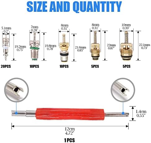 Glarks 51Pcs Car Air Conditioner Valve Core Schrader Valve Cores Accessories - Image 2