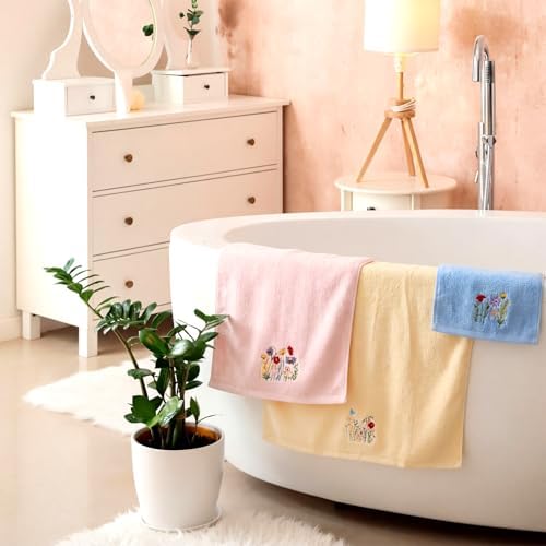 Peryiter 3 Pack Wildflower Decorative Bath Towel Set - Image 4