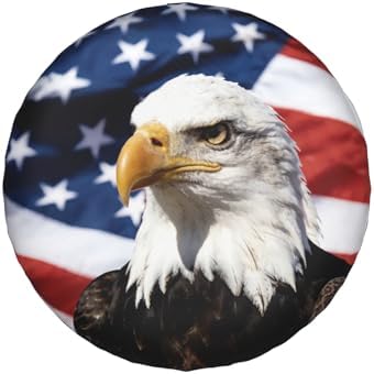 American Flag Star Spare Tire Cover USA Eagle Wheel Covers 14 Inch - Image 2