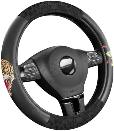 ED HARDY Tiger Print Steering Wheel Cover, Fits 14.5-15.5 Inch Steering Wheels by EdHardy