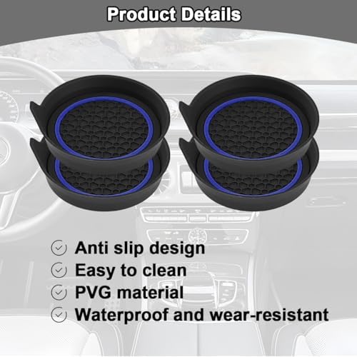 HZEL Car Cup Holder Coasters, Recessed Automotive Drink Mat Decoration - Image 3