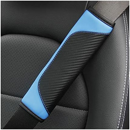 AUCELI 2PCS Carbon Fiber Car Seat Belt Cover, Breathable Leather by AUCELI